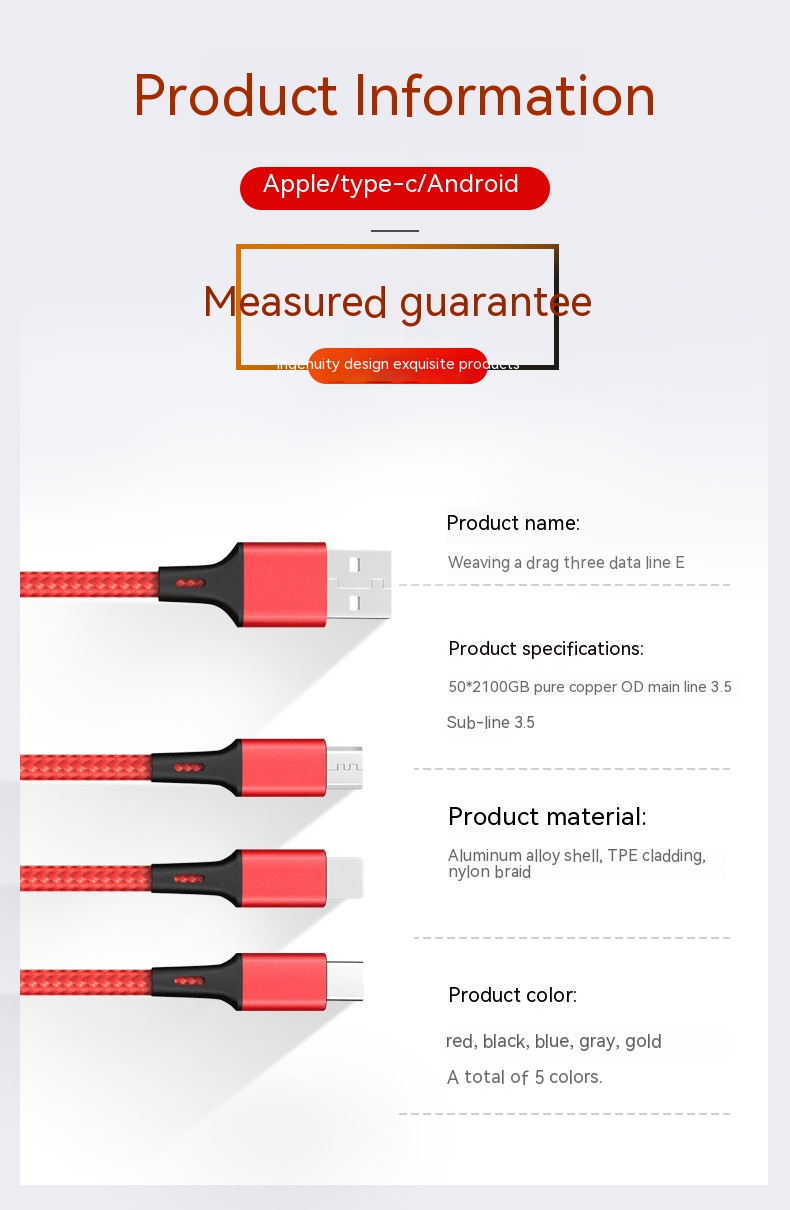 3-in-1 fast charge 2A 3C Electronic Consumer Products Manufacture