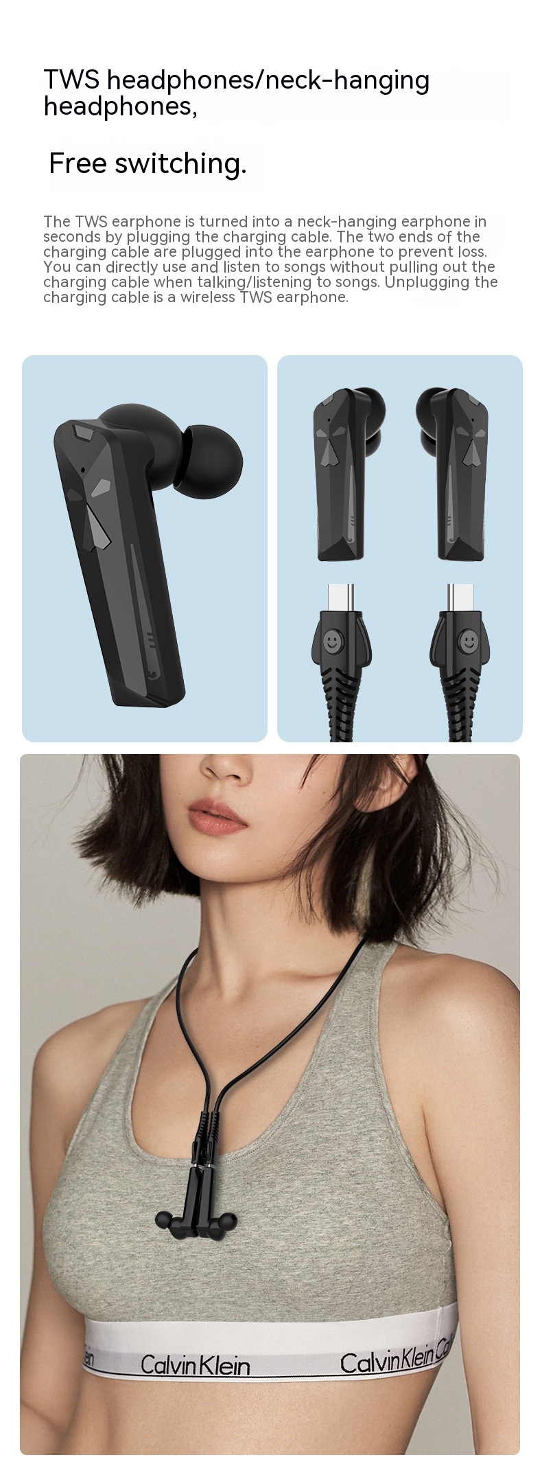 neck hanging stereo earphones